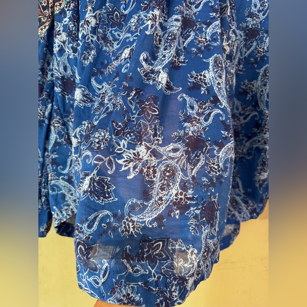 Free People Blue Paisley/Floral Button down Blouse - Picture 8 of 8